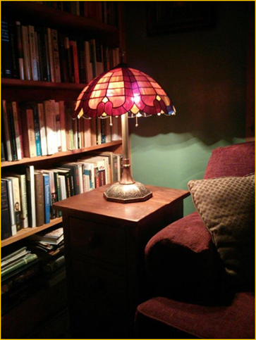 Title: Antique Lamp Burlington - Description: Interior shot of one of our antique Miller table lamps in its new Ontario home.